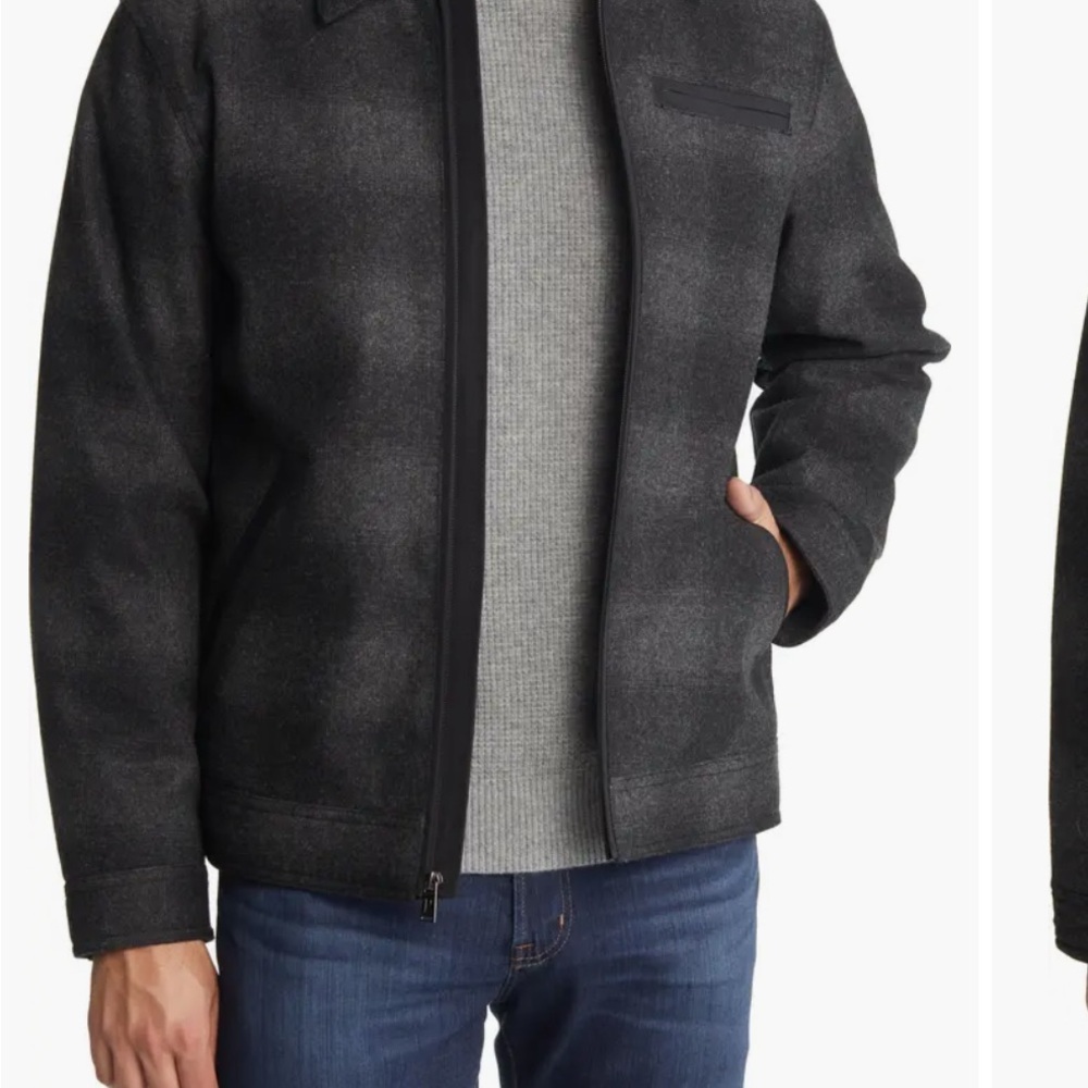 Pendleton Mt. Hood Plaid Jacket in charcoal/falcon ombre